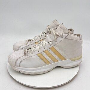 Adidas Pro Model Fusion Men Size 11.5 White Gold Mid Top Basketball Shoes